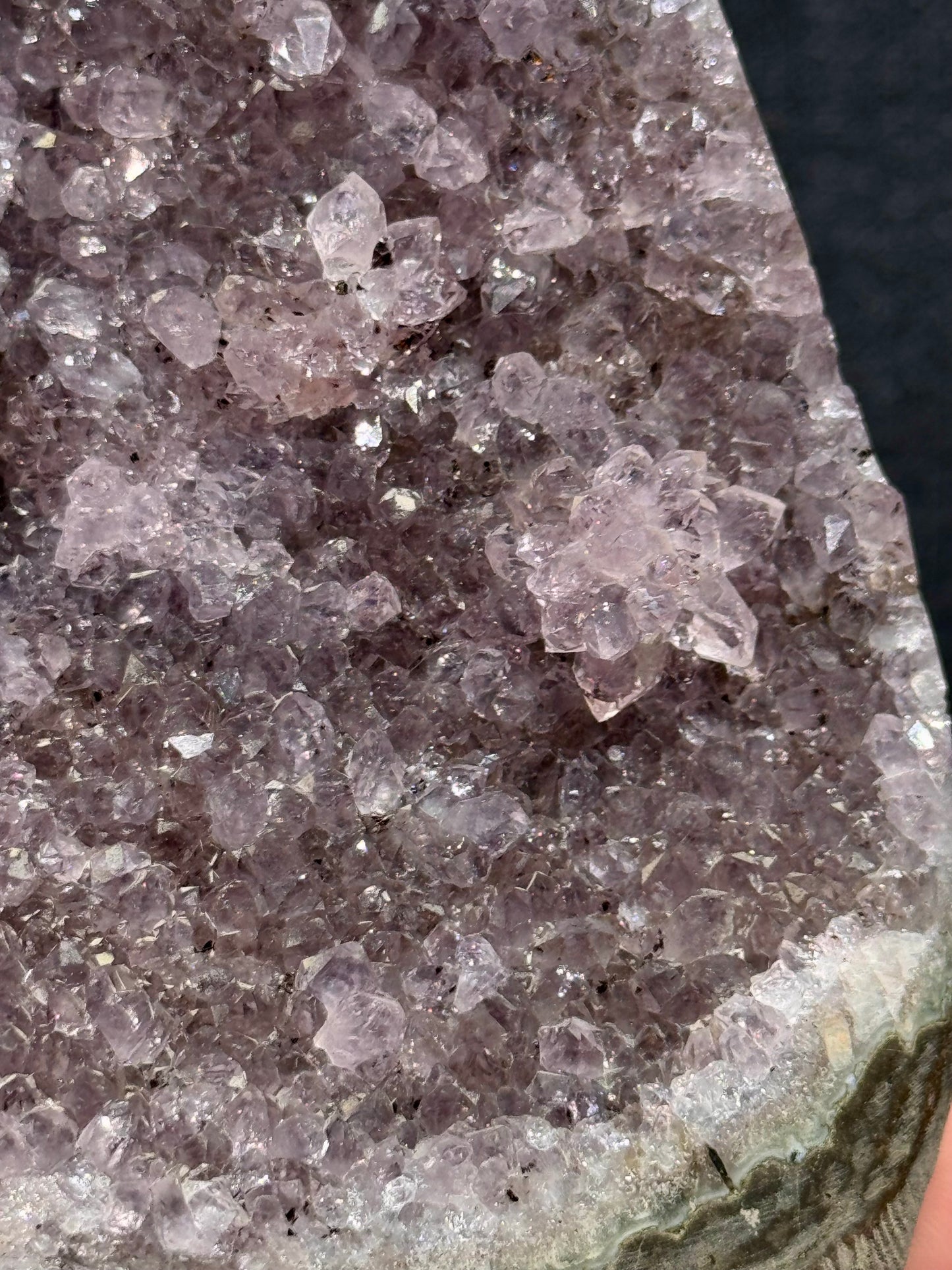 Lilac Amethyst Cluster cut base with Stalactite rose 9