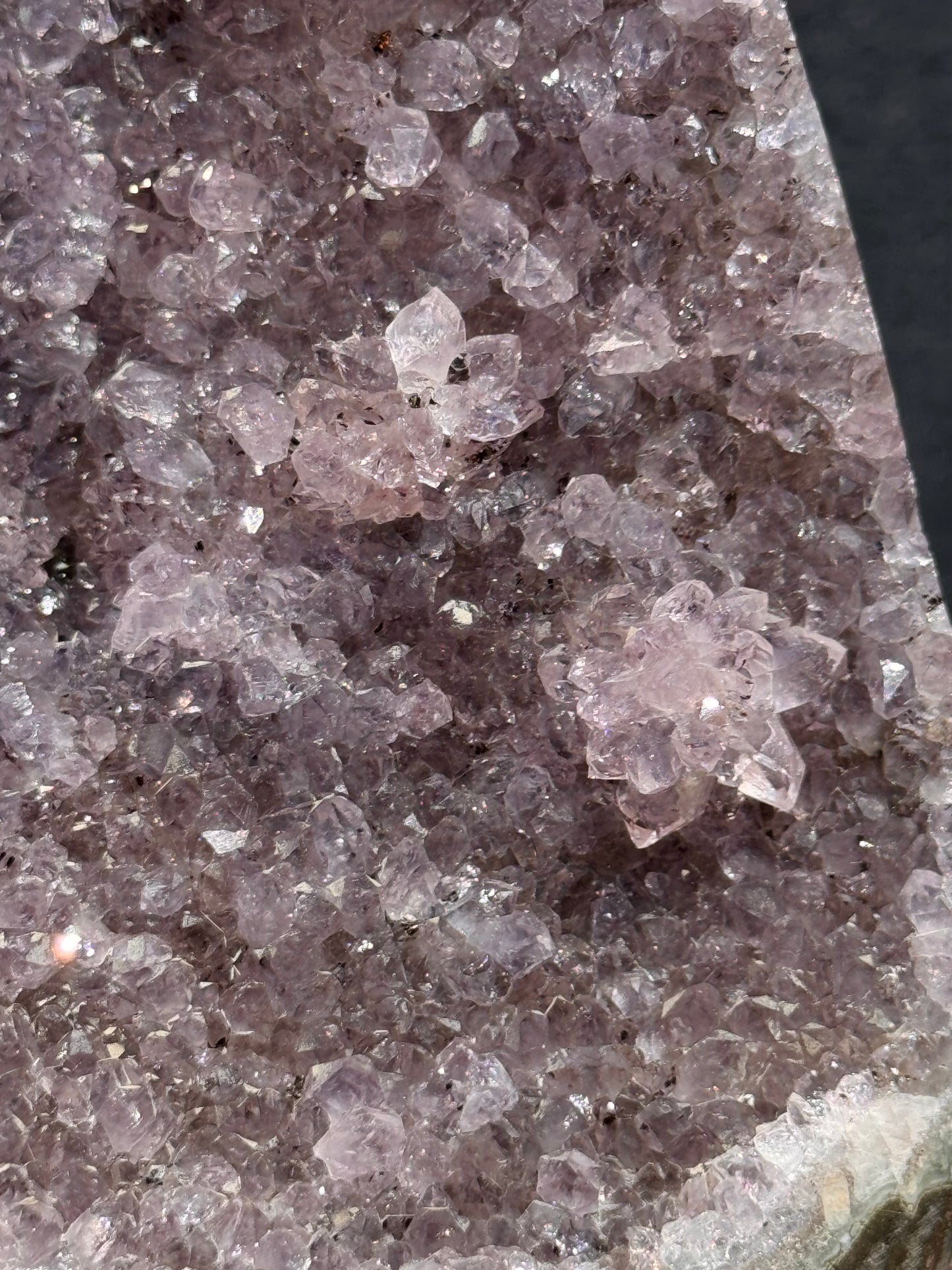 Lilac Amethyst Cluster cut base with Stalactite rose 9