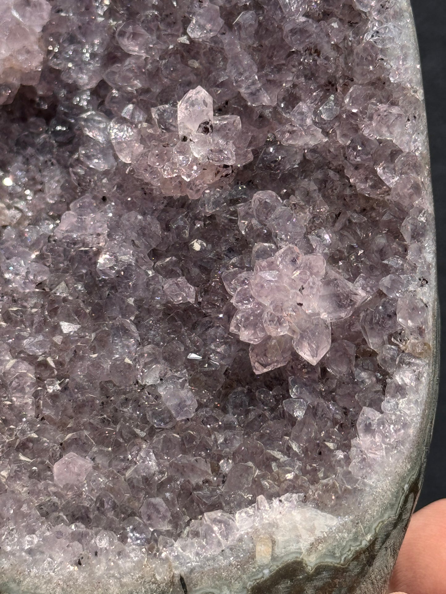 Lilac Amethyst Cluster cut base with Stalactite rose 9
