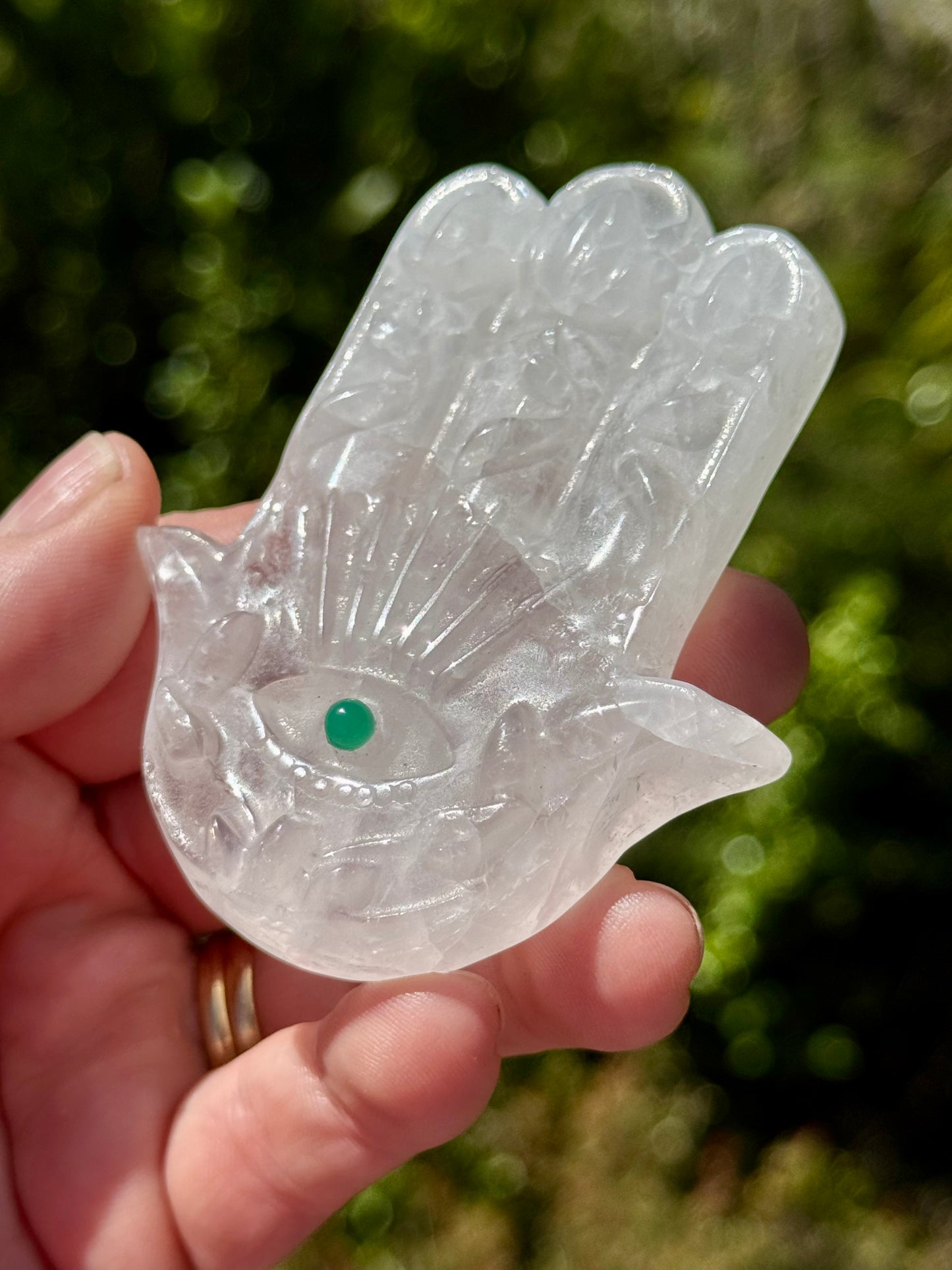 Clear Quartz Hamsa