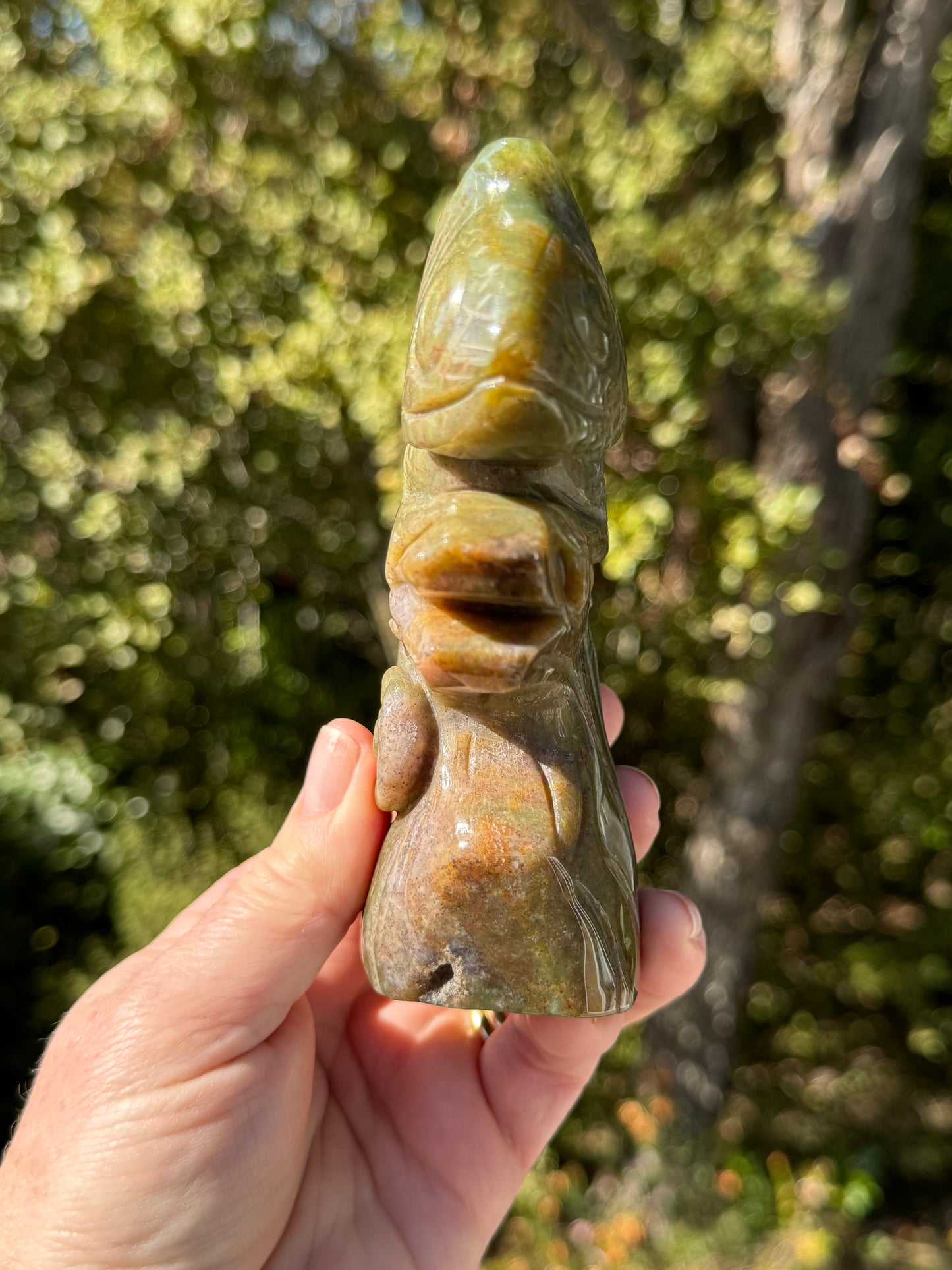 Indian Agate Chameleon carving