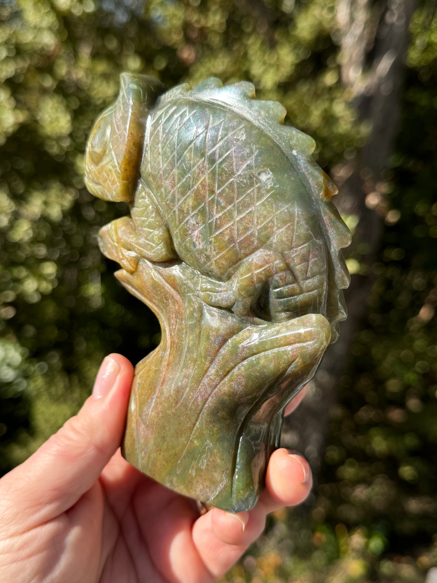 Indian Agate Chameleon carving