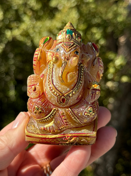 Ganesha, hand painted Orange Aventurine