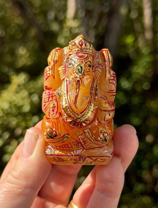 Ganesha, hand painted Orange Aventurine