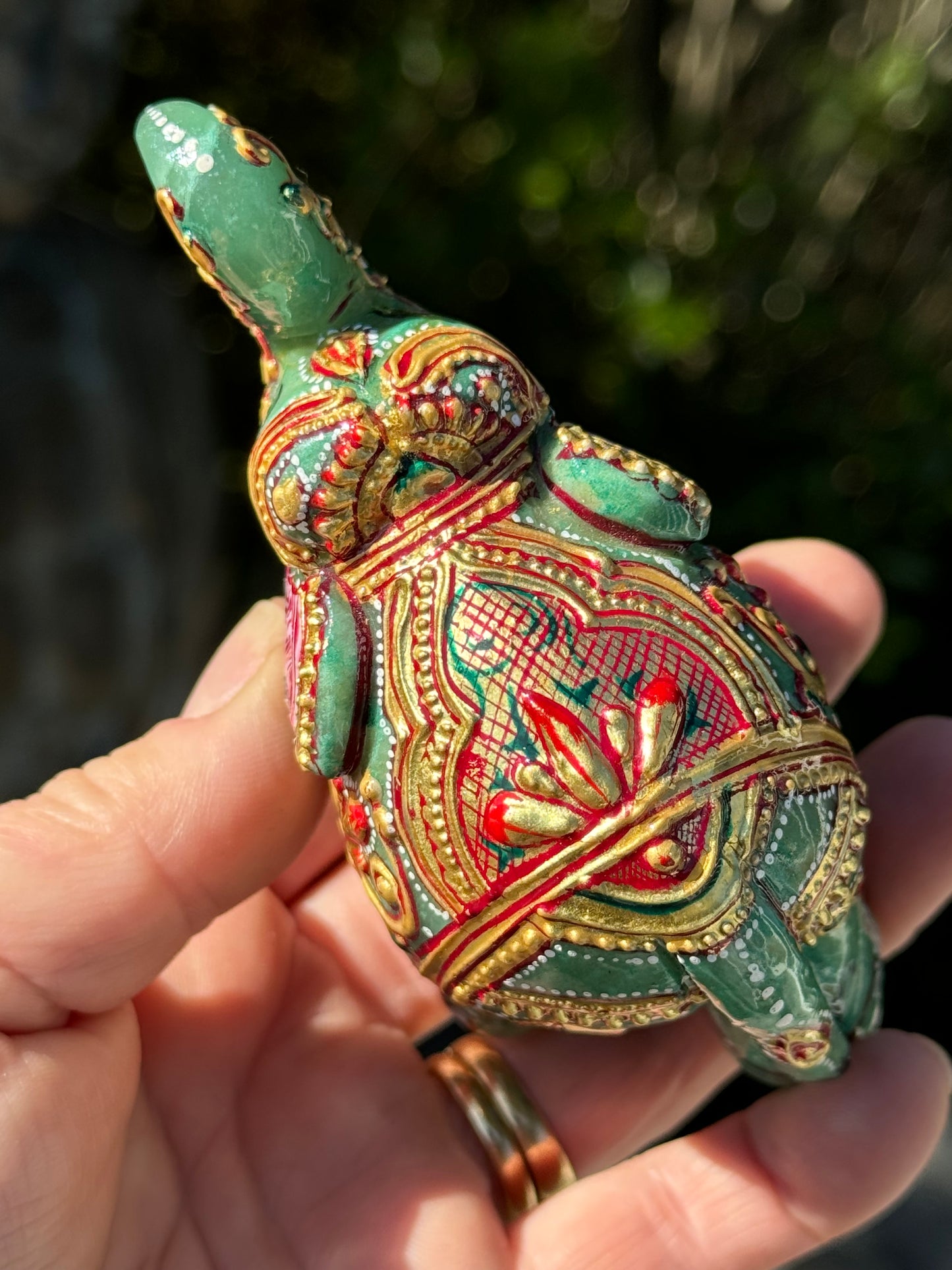 Green Aventurine Elephant, Hand Painted