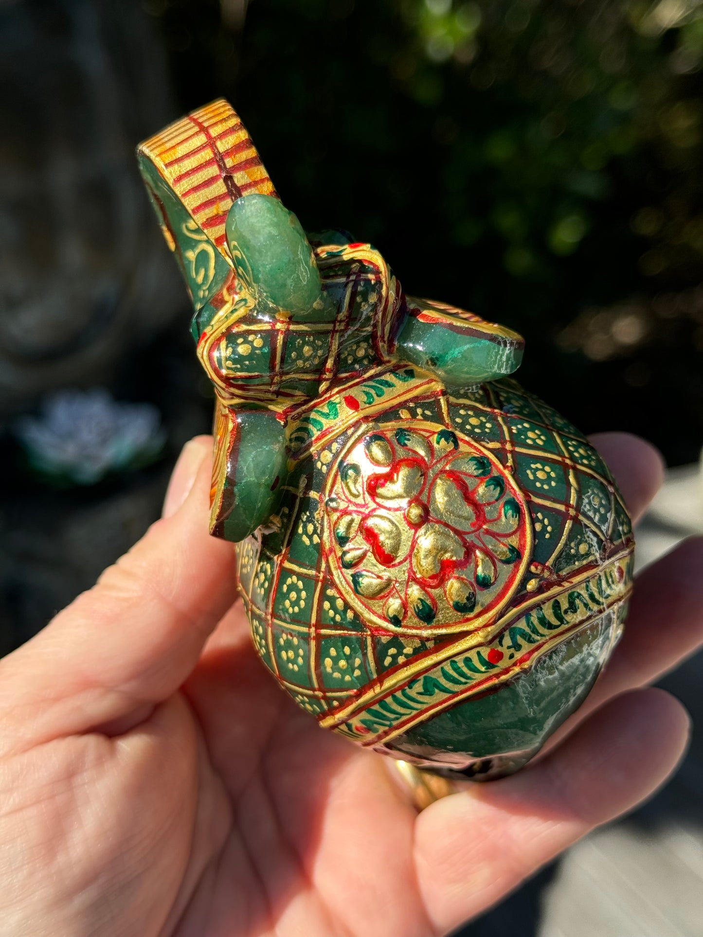 Green Aventurine Elephant, Hand Painted