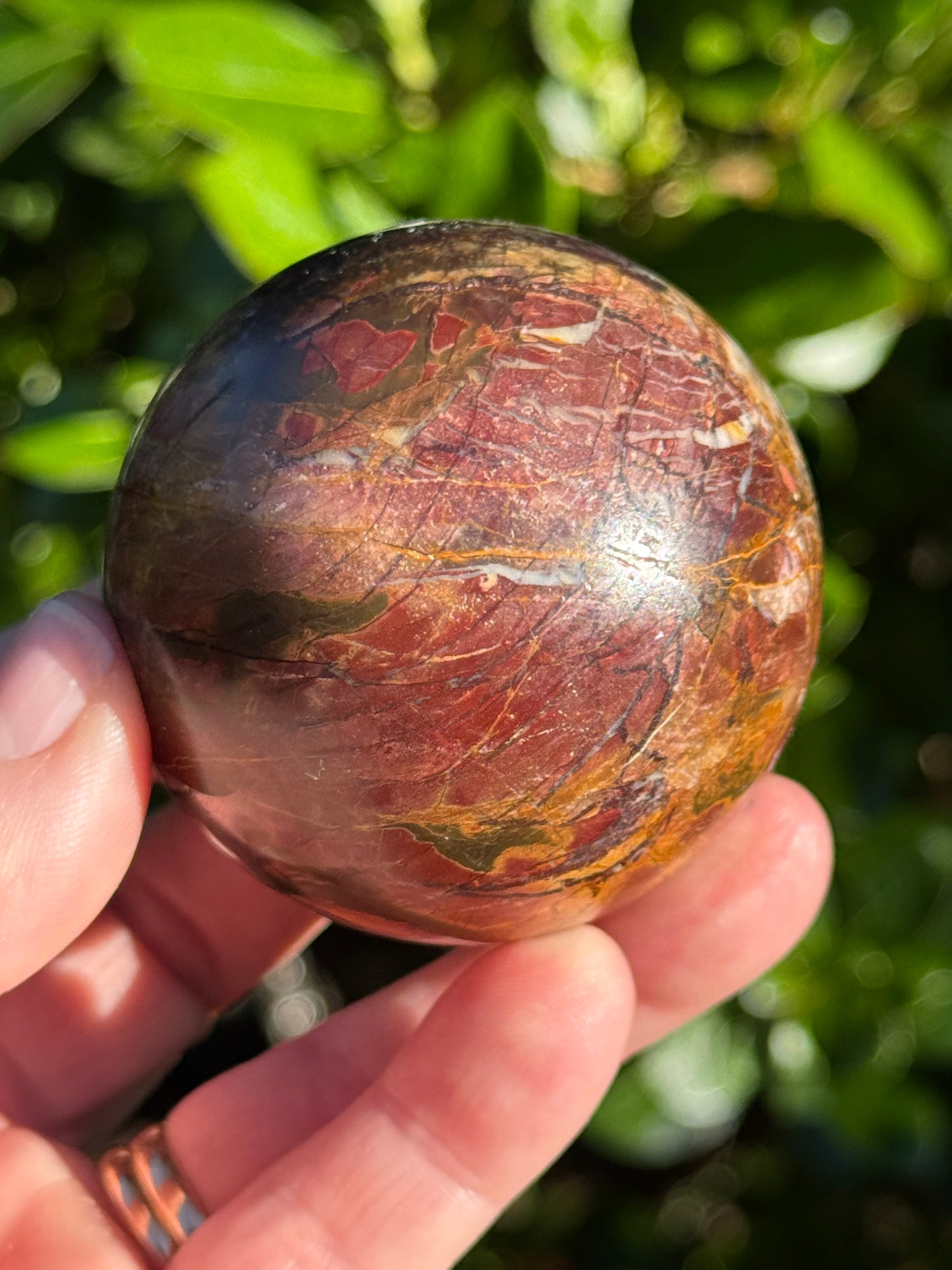 Cherry Creek Jasper Sphere, Happy Face