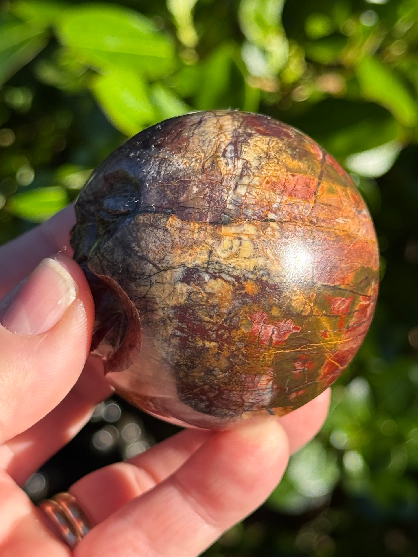 Cherry Creek Jasper Sphere, Happy Face