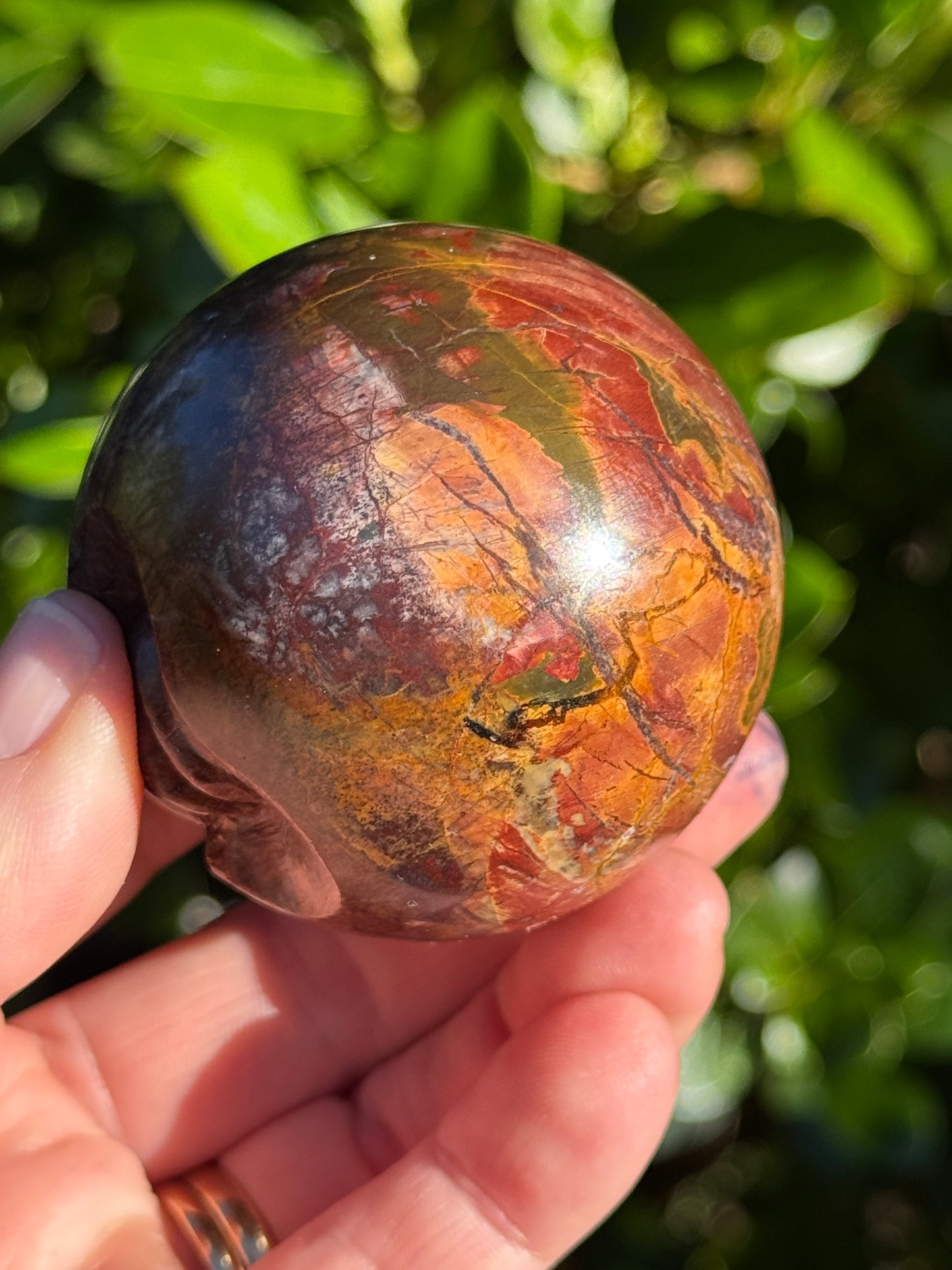 Cherry Creek Jasper Sphere, Happy Face