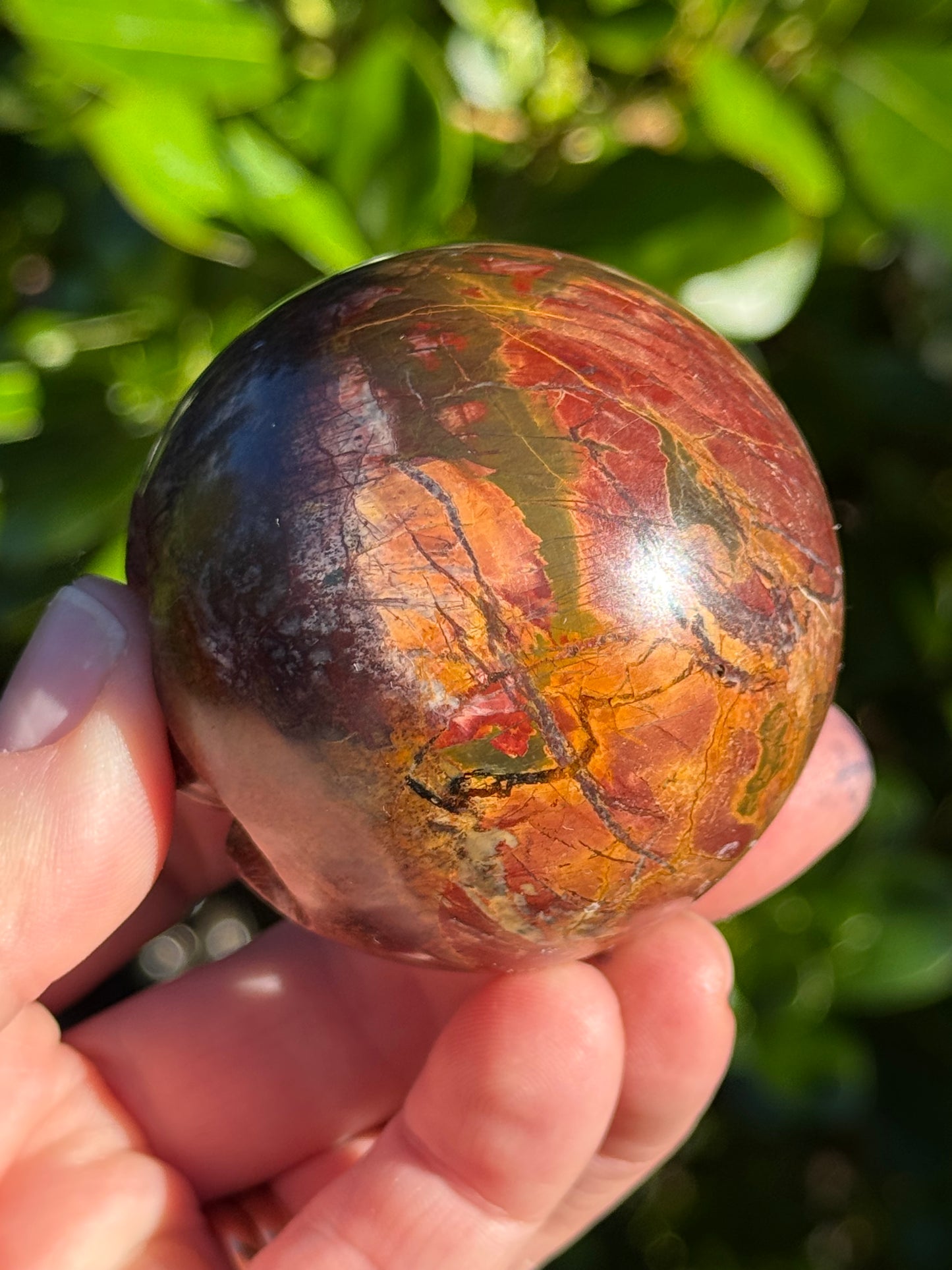 Cherry Creek Jasper Sphere, Happy Face