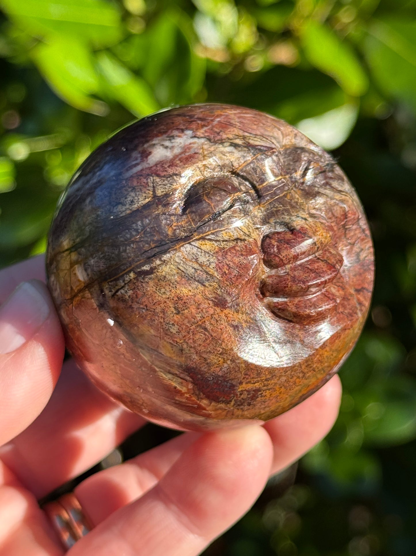 Cherry Creek Jasper Sphere, Happy Face