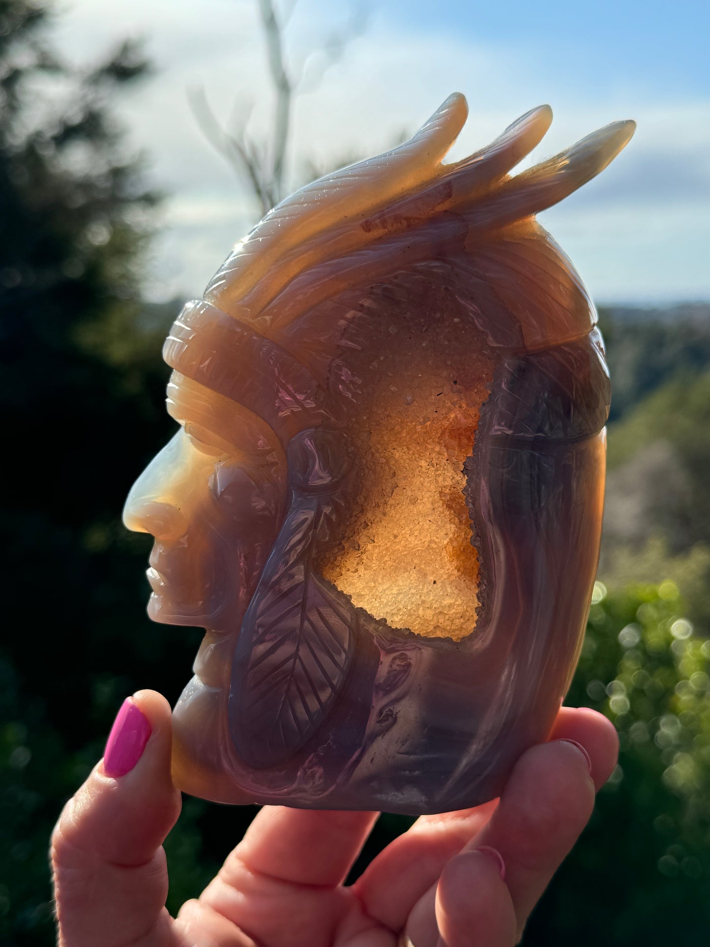 Agate Indigenous American Head