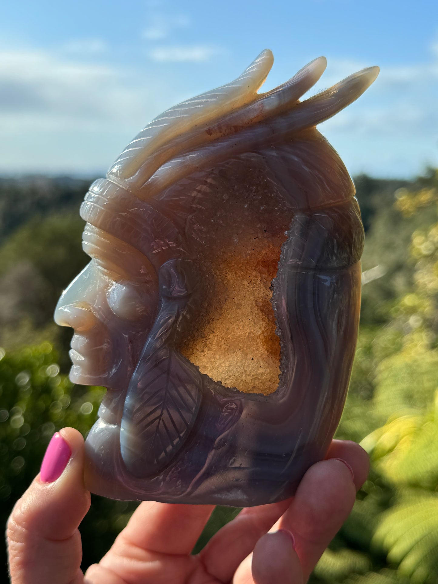 Agate Indigenous American Head