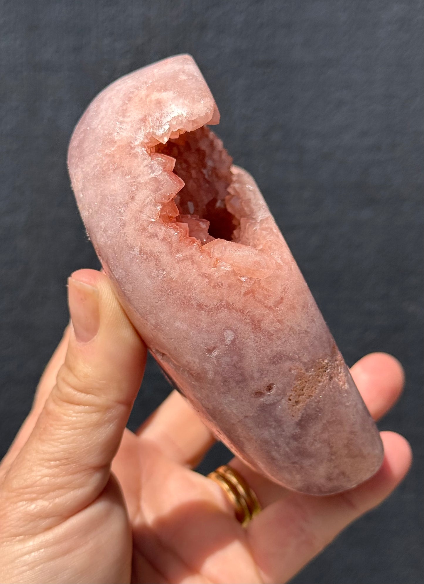 Pink Amethyst carved Heart - Rare Druze Pockets