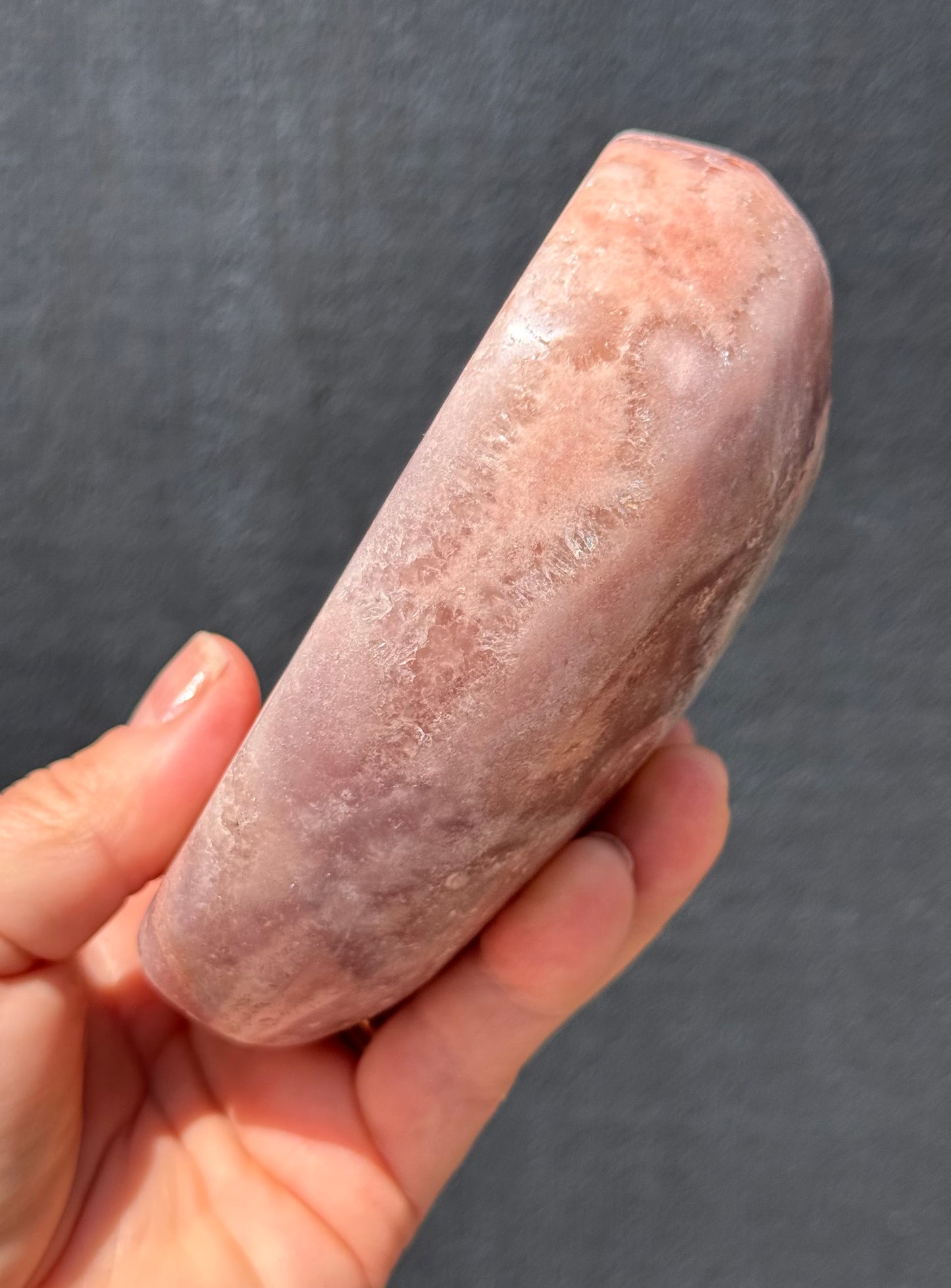 Pink Amethyst carved Heart - Rare Druze Pockets