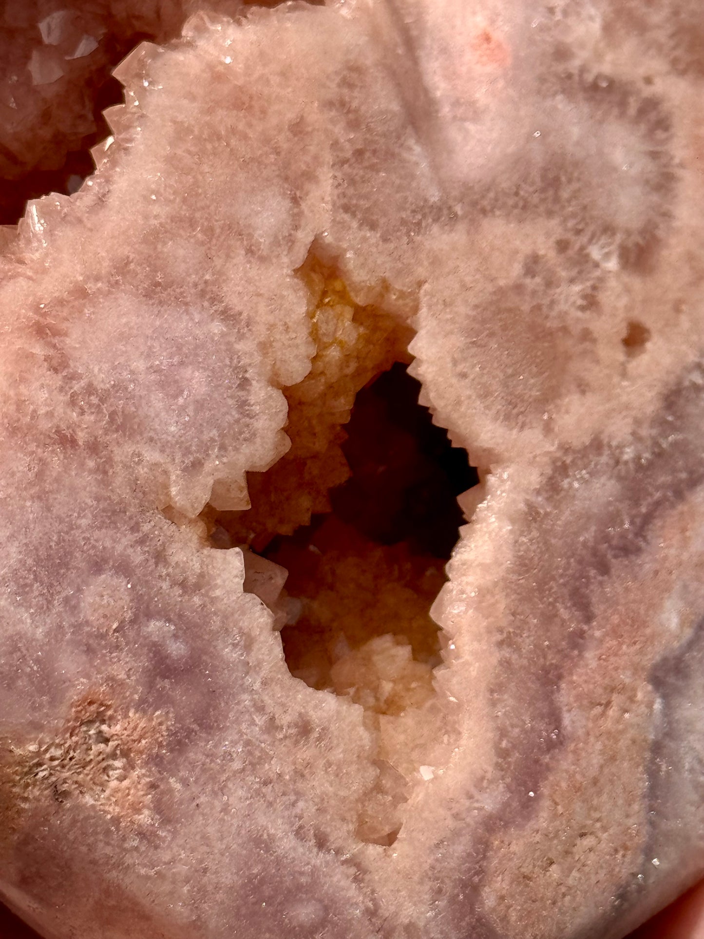 Pink Amethyst carved Heart - Rare Druze Pockets