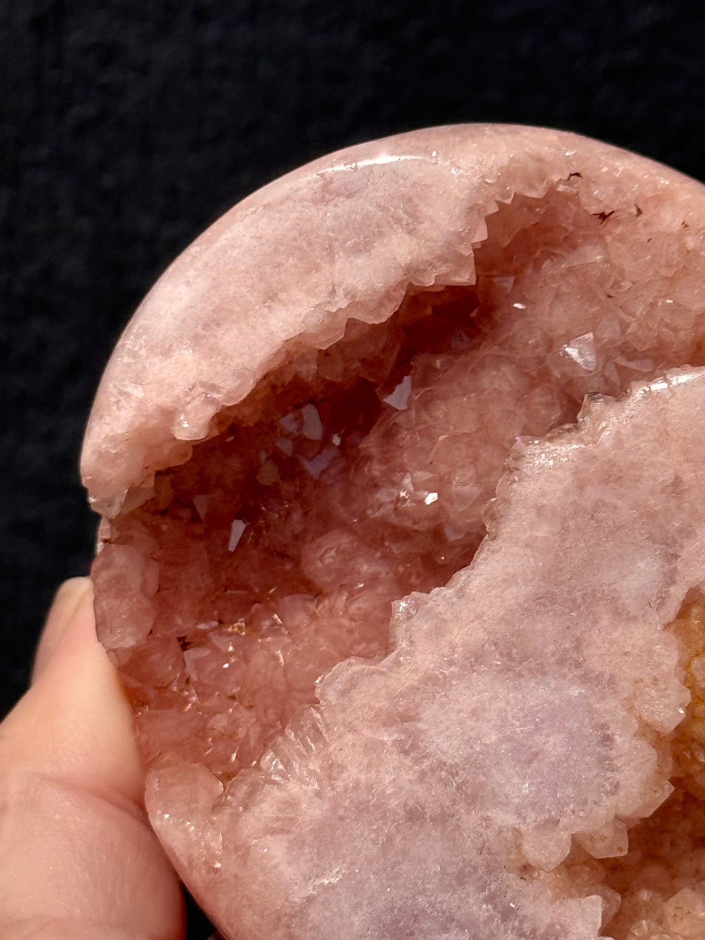 Pink Amethyst carved Heart - Rare Druze Pockets