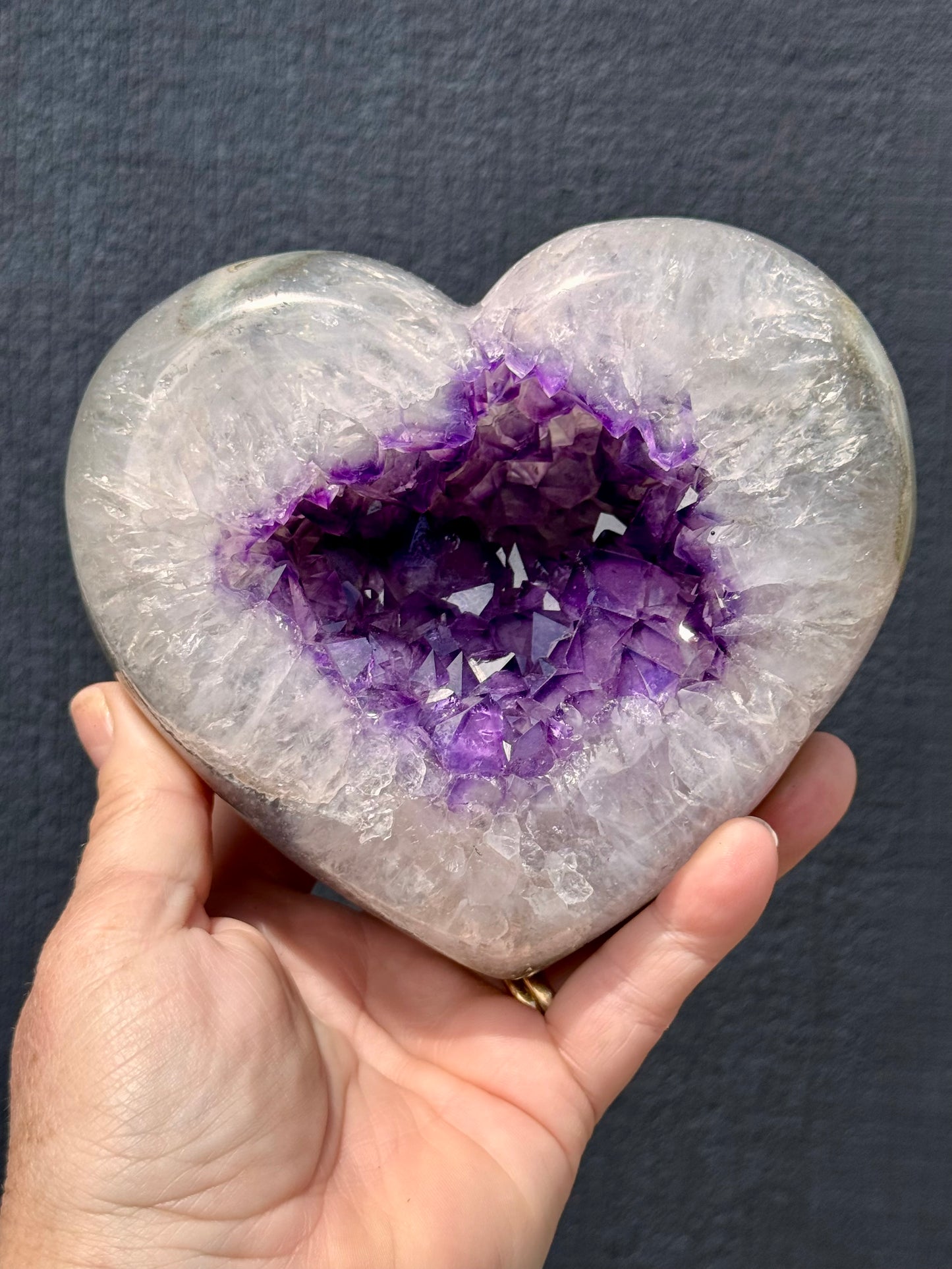 Uruguay Amethyst Geode in Quartz Heart