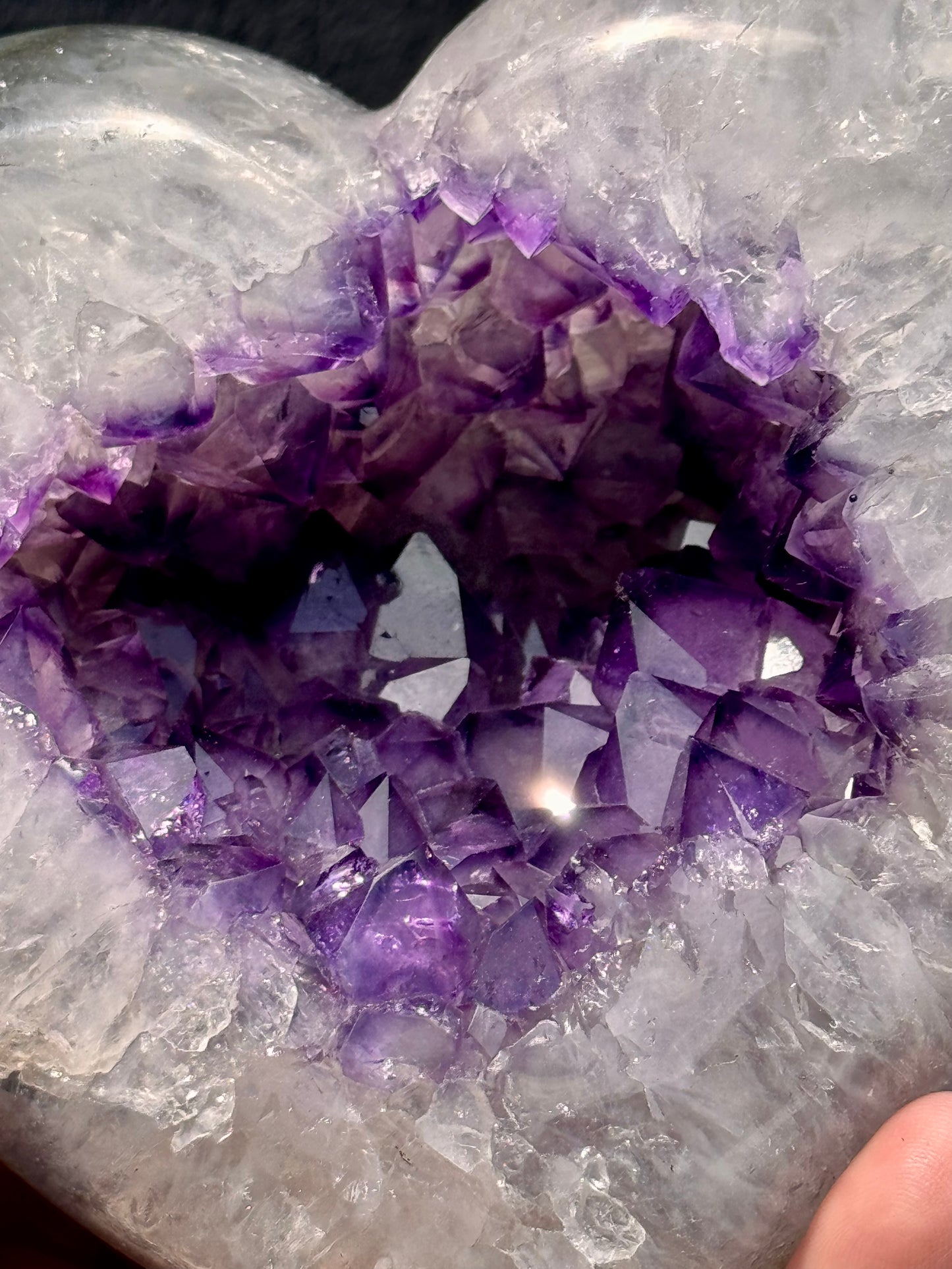 Uruguay Amethyst Geode in Quartz Heart