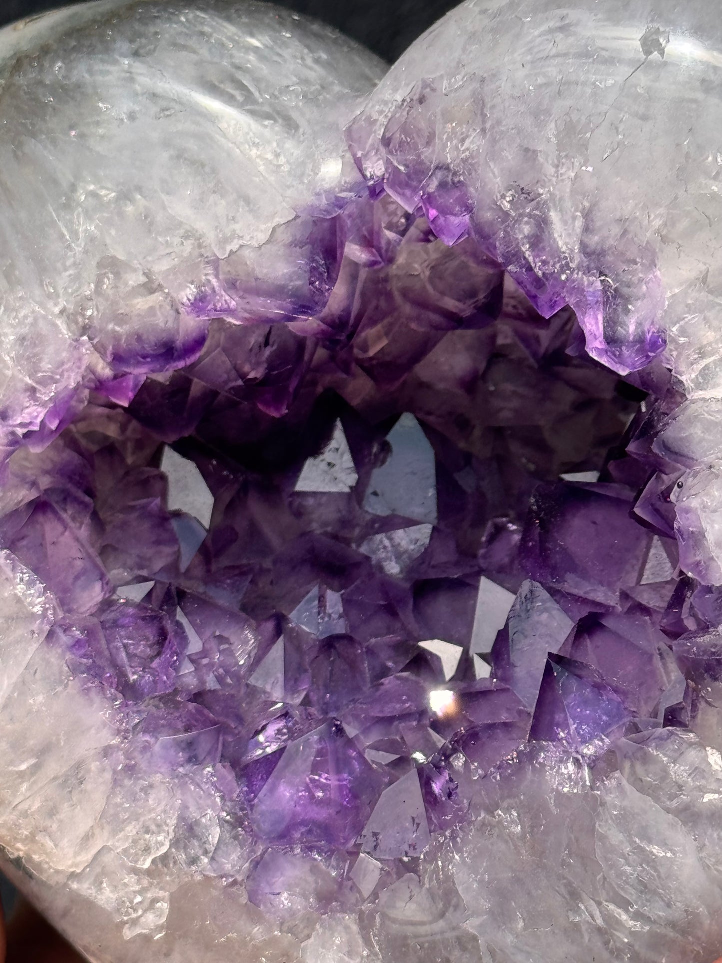 Uruguay Amethyst Geode in Quartz Heart