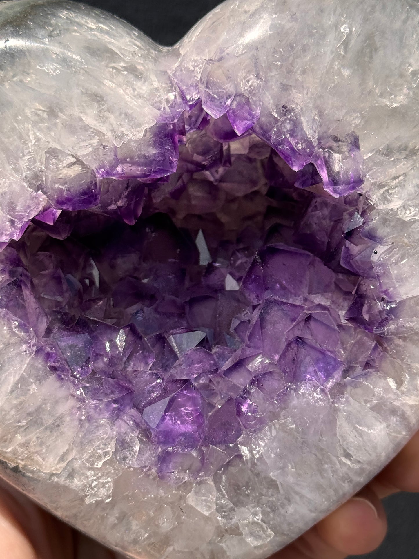 Uruguay Amethyst Geode in Quartz Heart
