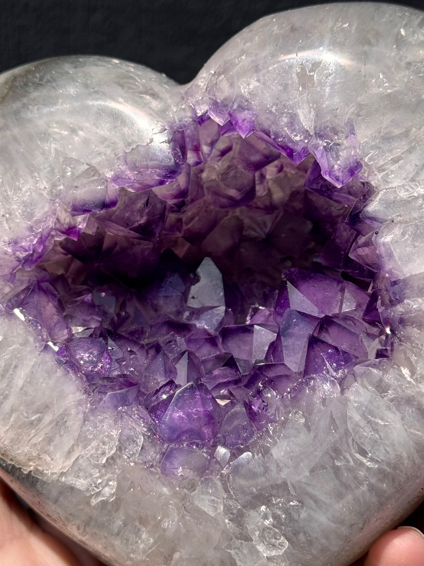 Uruguay Amethyst Geode in Quartz Heart