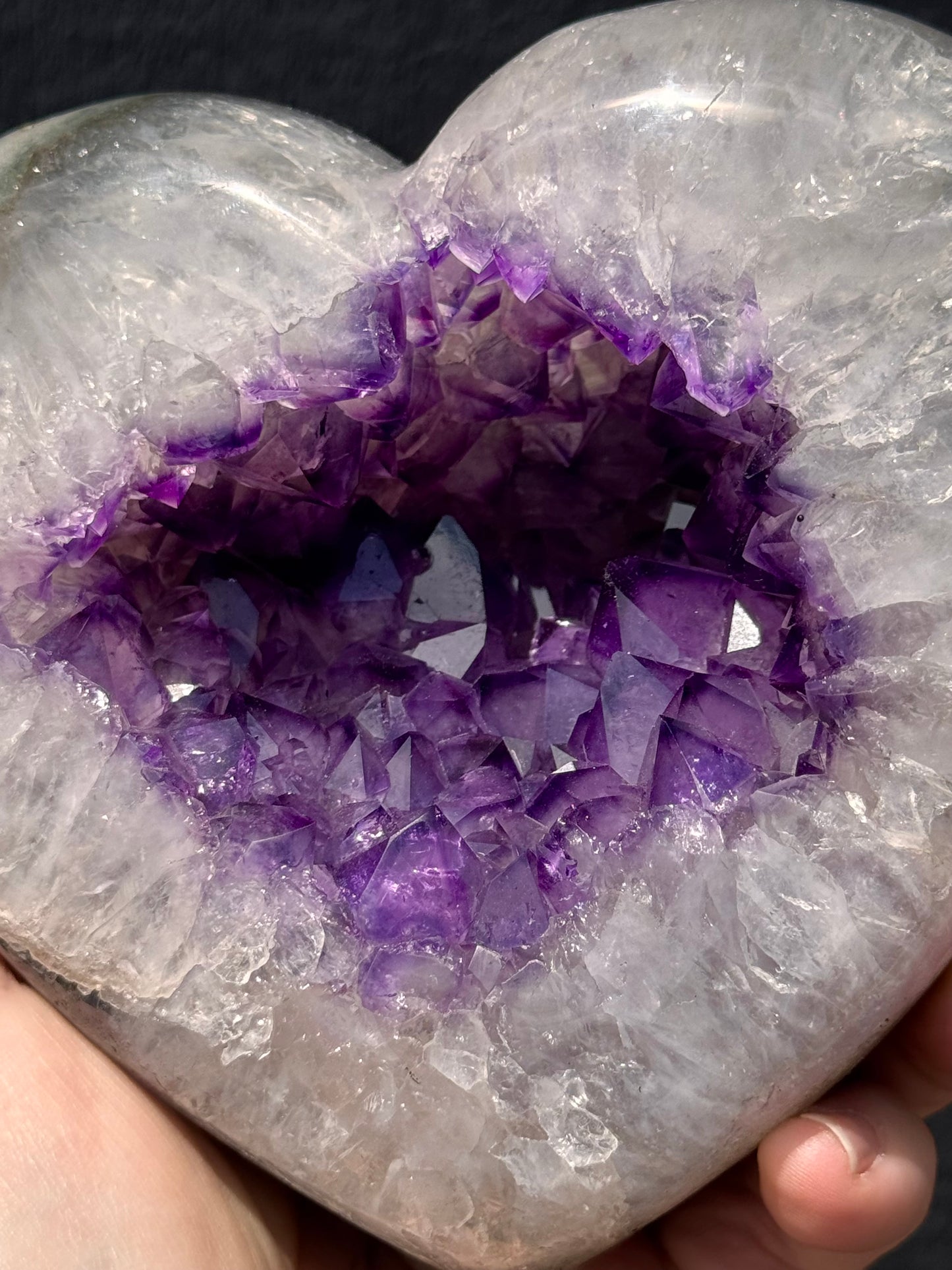 Uruguay Amethyst Geode in Quartz Heart