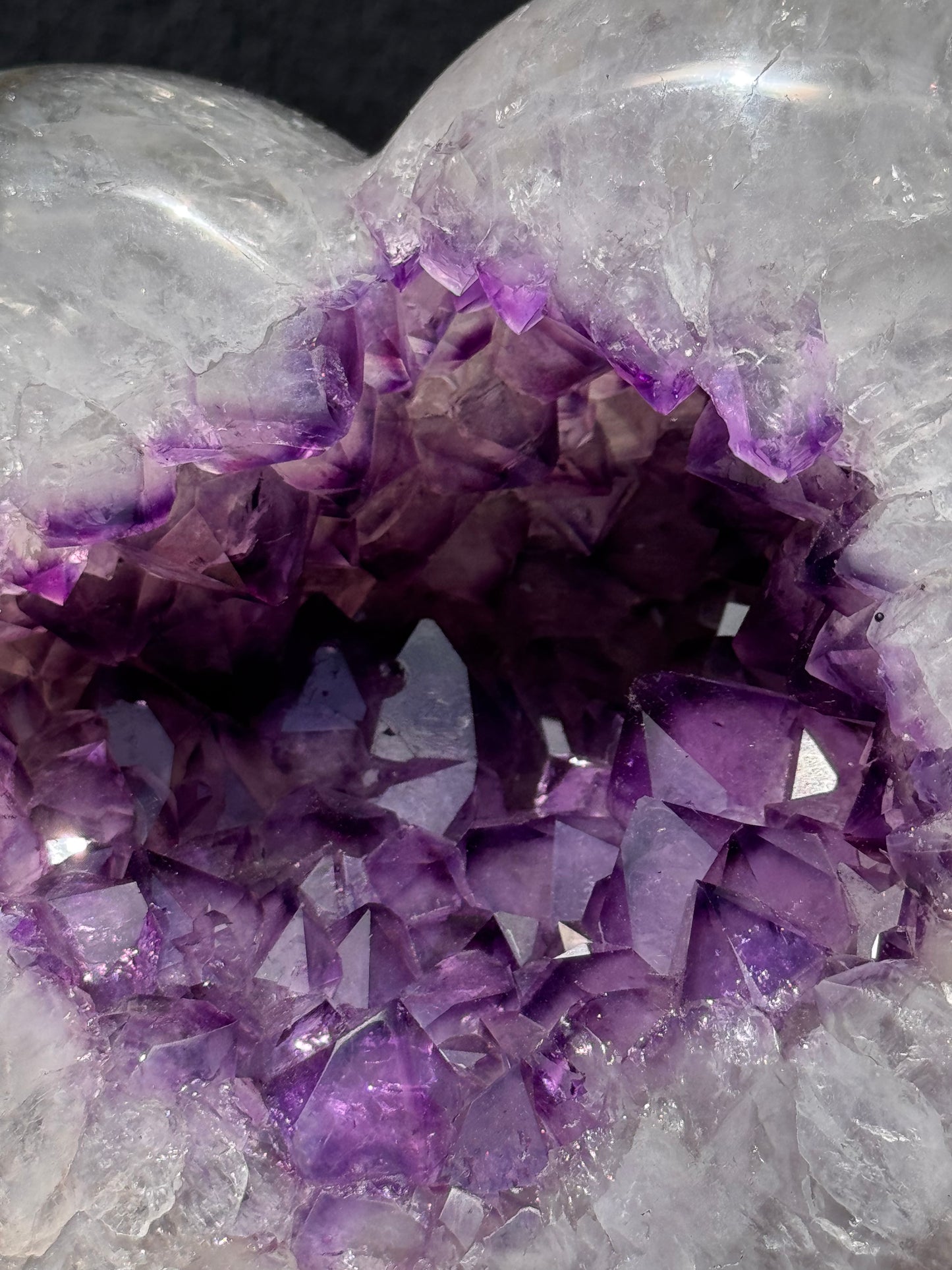 Uruguay Amethyst Geode in Quartz Heart