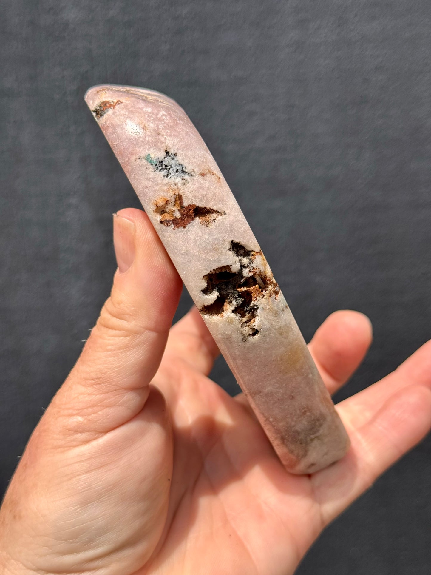 Pink Amethyst carved Heart - Rare Druze Pockets