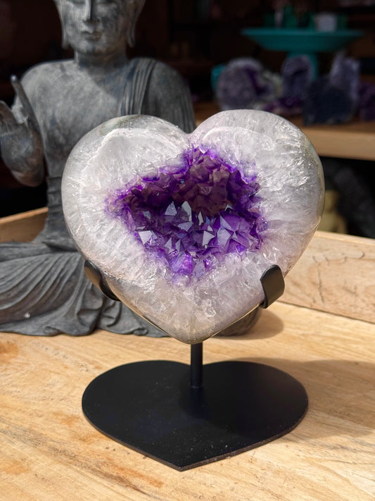 Uruguay Amethyst Geode in Quartz Heart