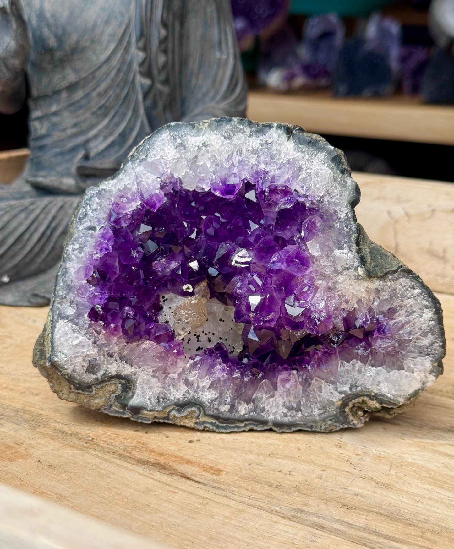 Uruguayan Amethyst Geode with Calcite Formation