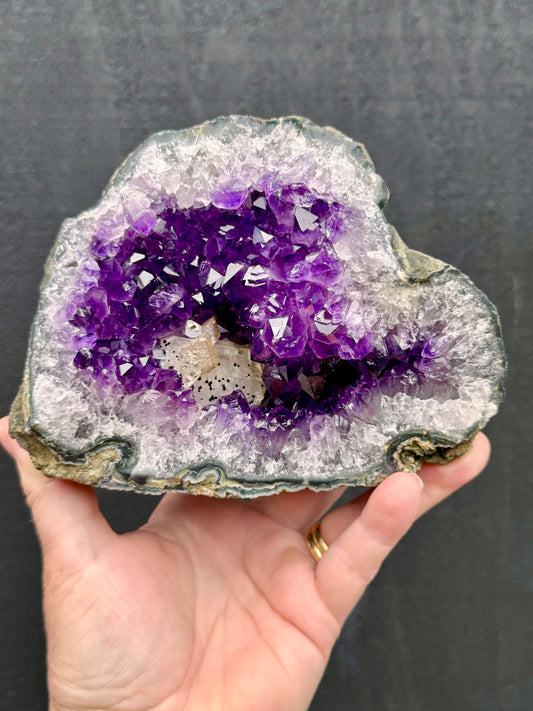 Uruguayan Amethyst Geode with Calcite Formation
