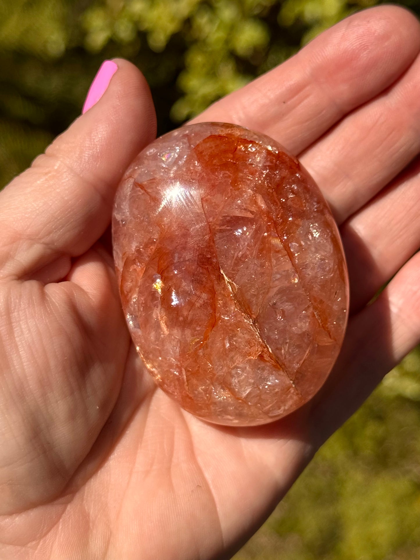 Red Fire Quartz Palm Stone