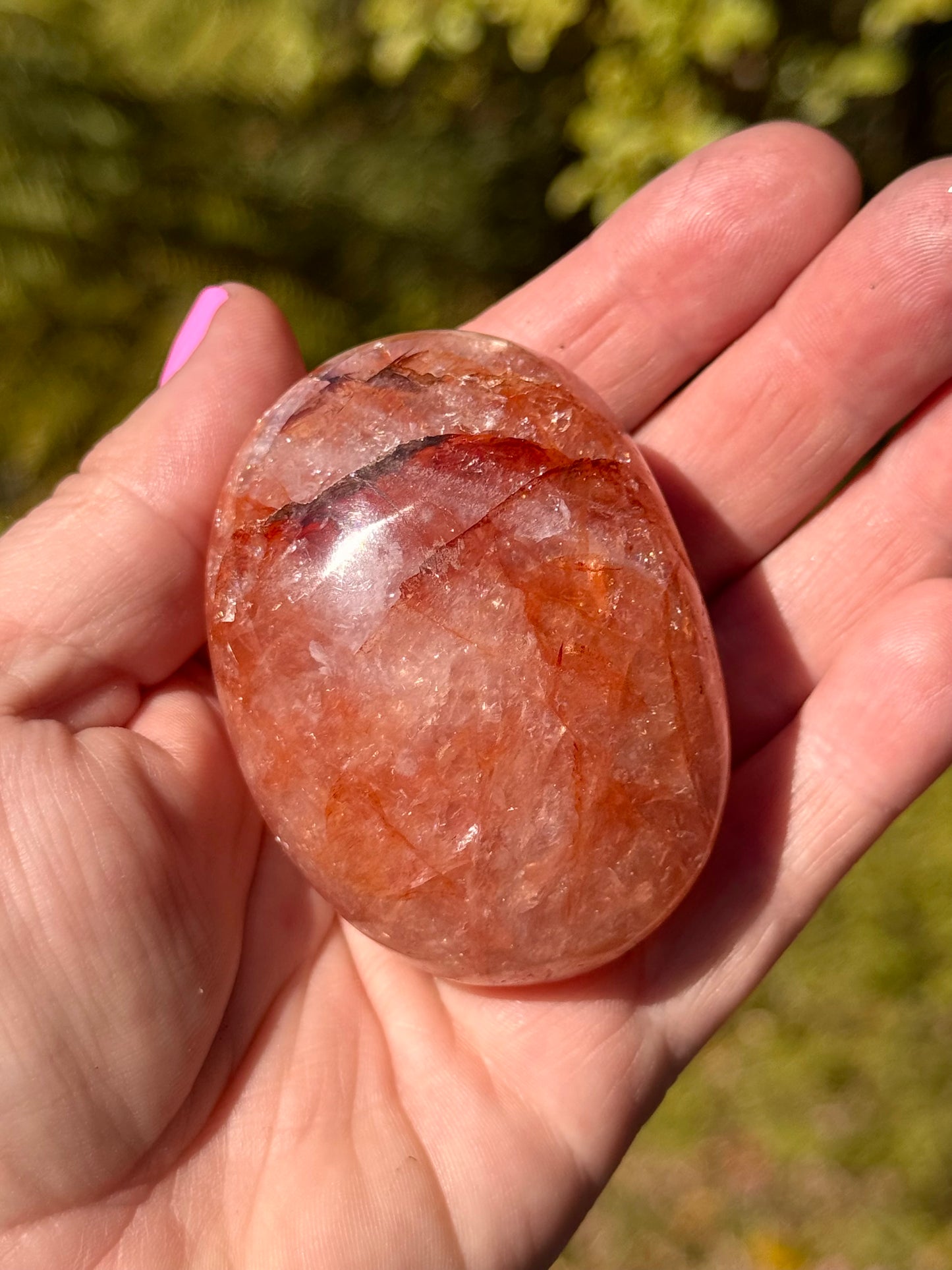 Red Fire Quartz Palm Stone