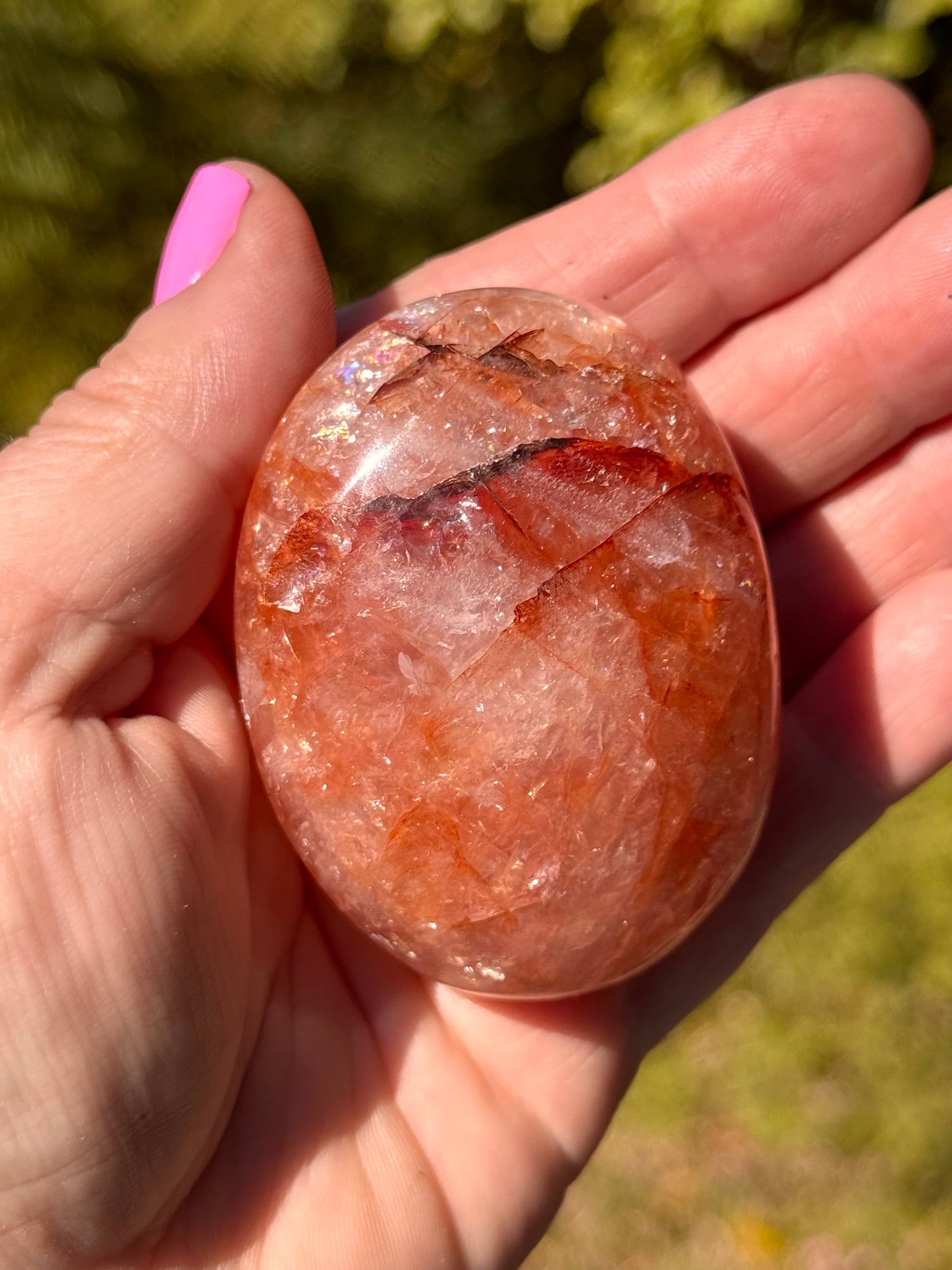Red Fire Quartz Palm Stone