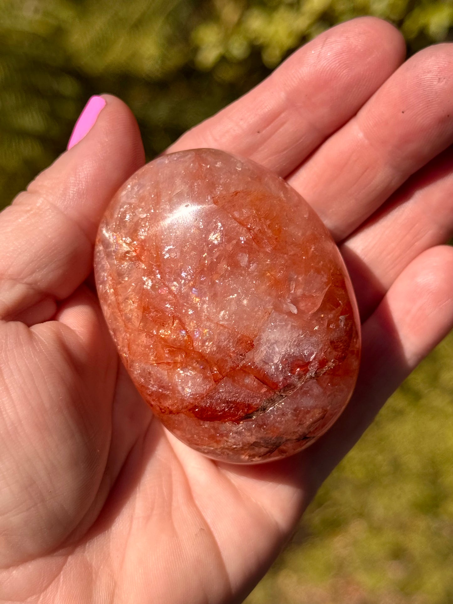 Red Fire Quartz Palm Stone