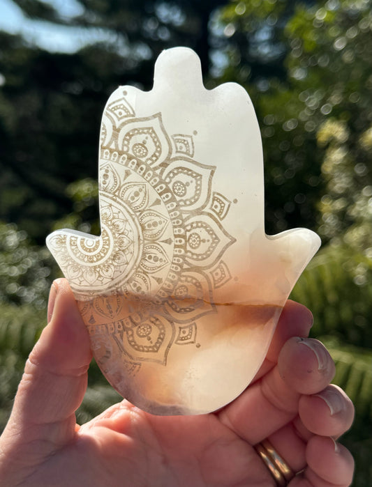 Onyx Hamsa, laser Engraved