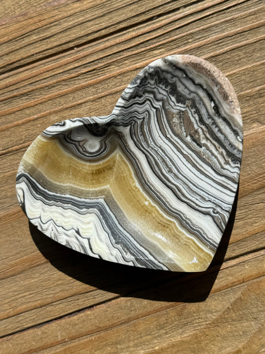 Zebra Calcite Heart Bowl F