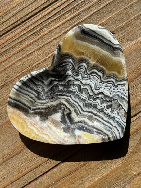 Zebra Calcite Heart Bowl E