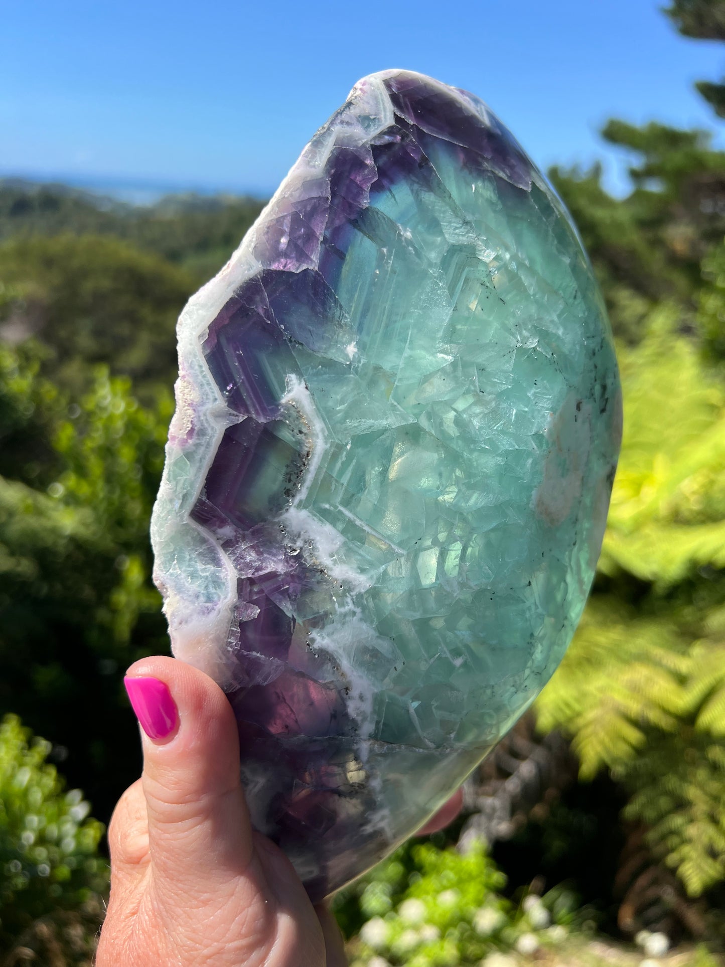 Rainbow Fluorite Carved Bowl, Mexican