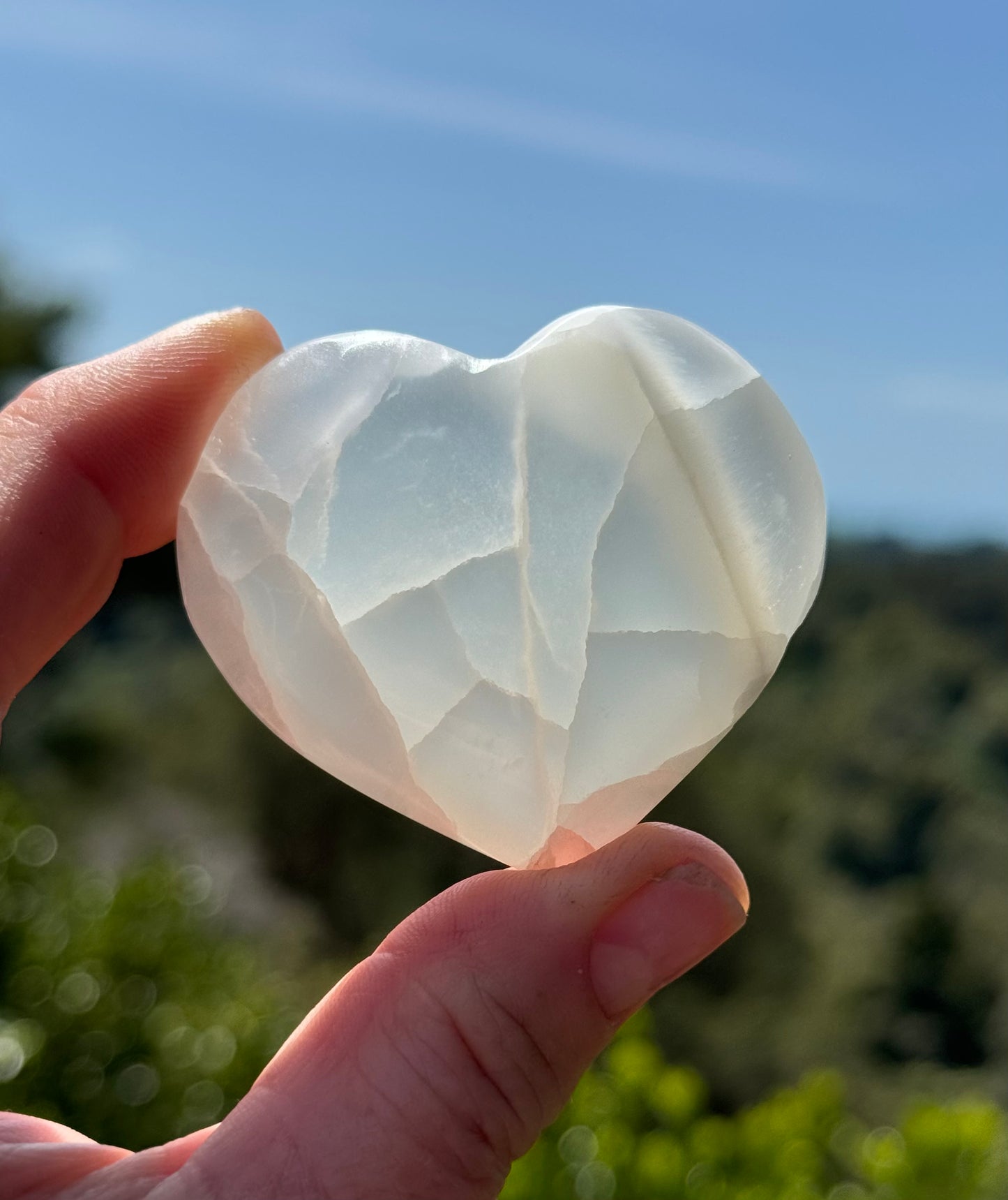 White Calcite Heart