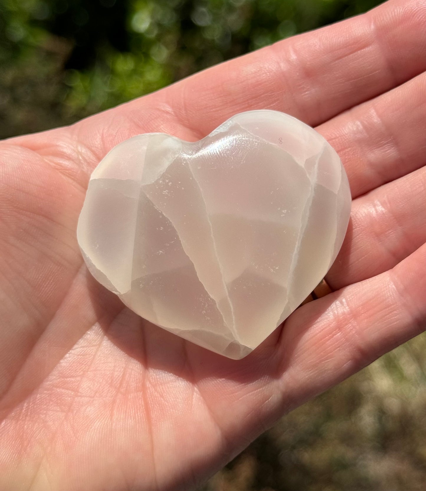 White Calcite Heart