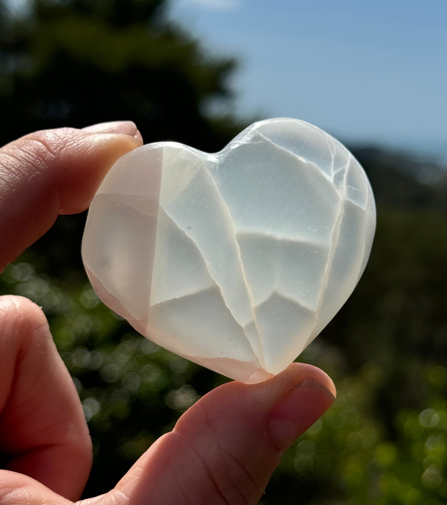 White Calcite Heart