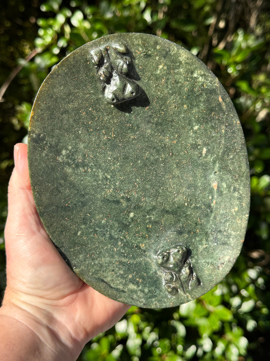 Serpentine Carved Bowl with Hippos