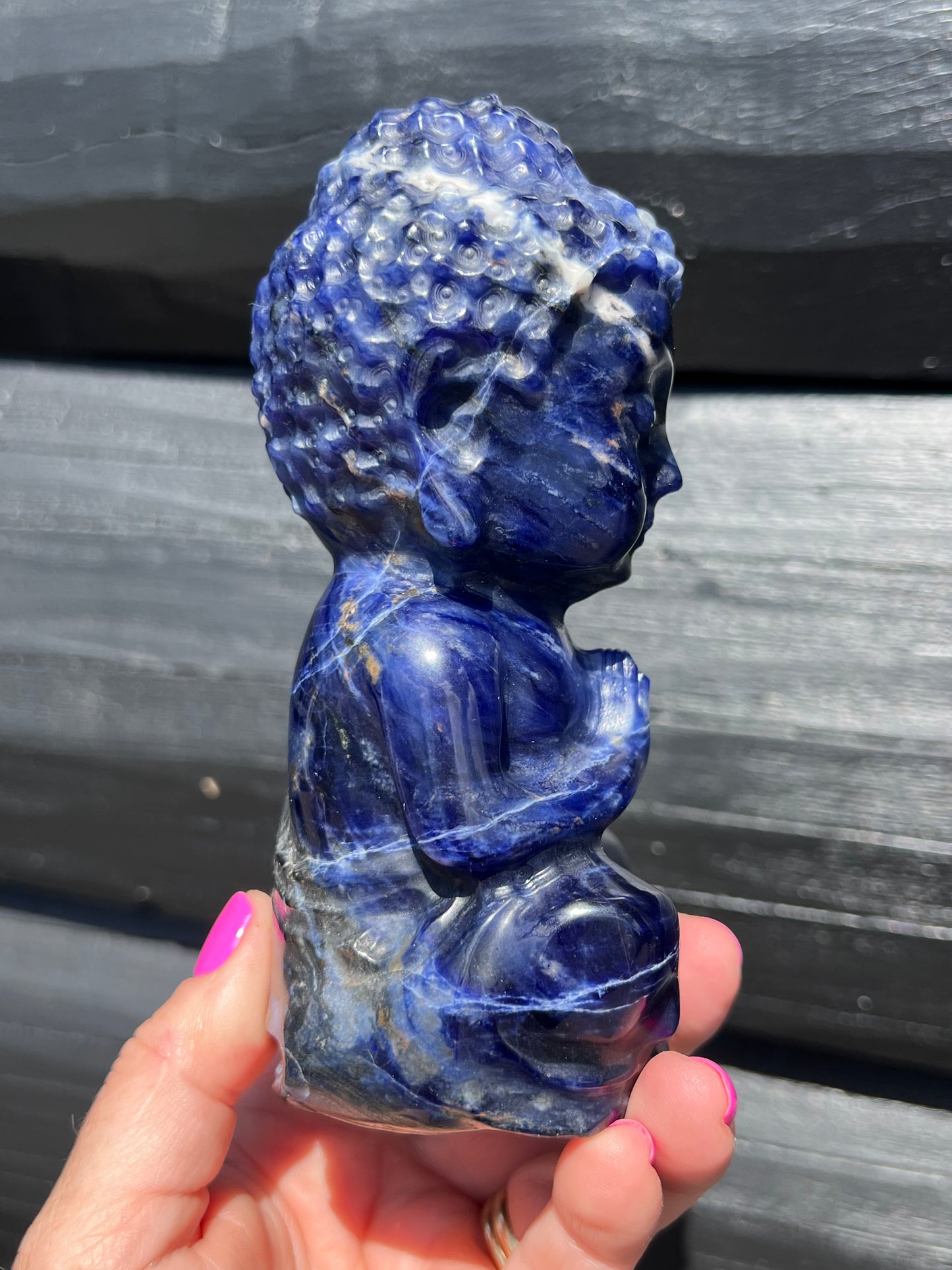 Sodalite carved large Buddha Statue