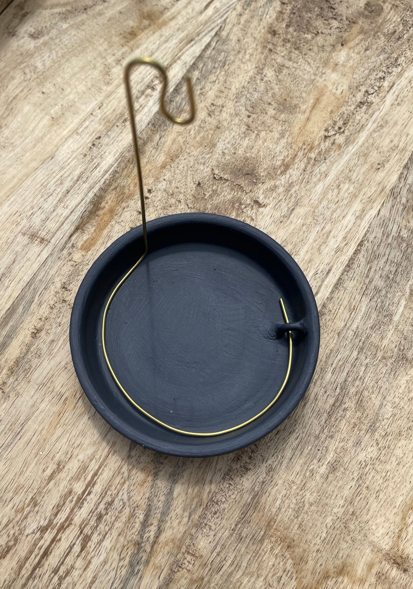 Rope Incense Burner, handmade Black/Grey Clay