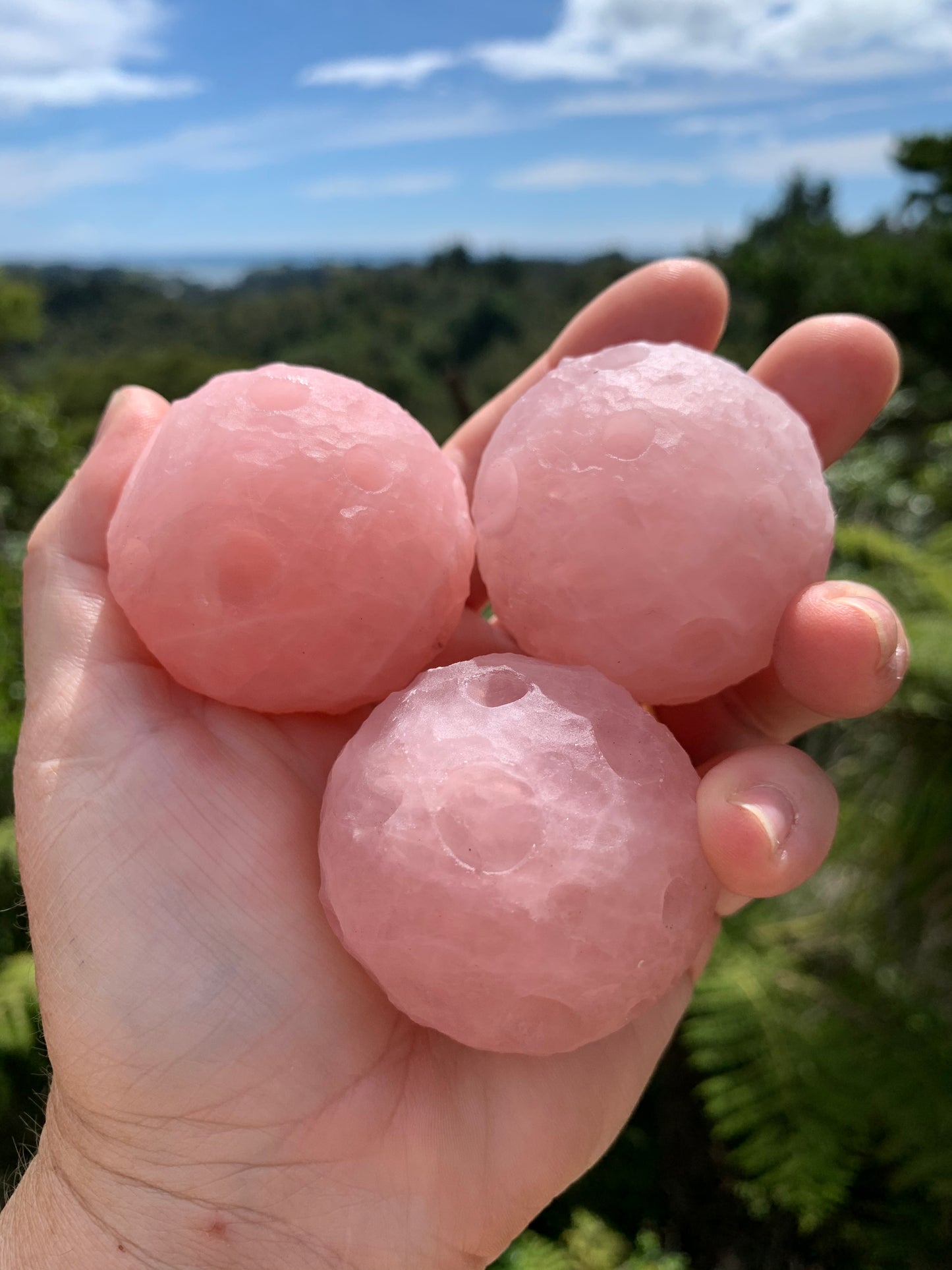 Rose Quartz Carved Moon