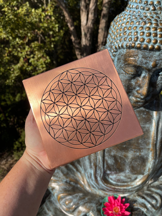 Copper Flower of Life Grid Plate