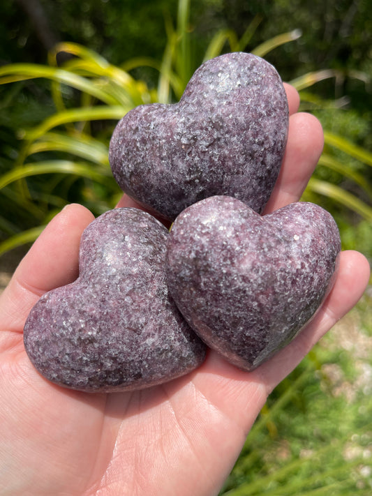 Lepidolite Puffy Hearts-Dark Purple