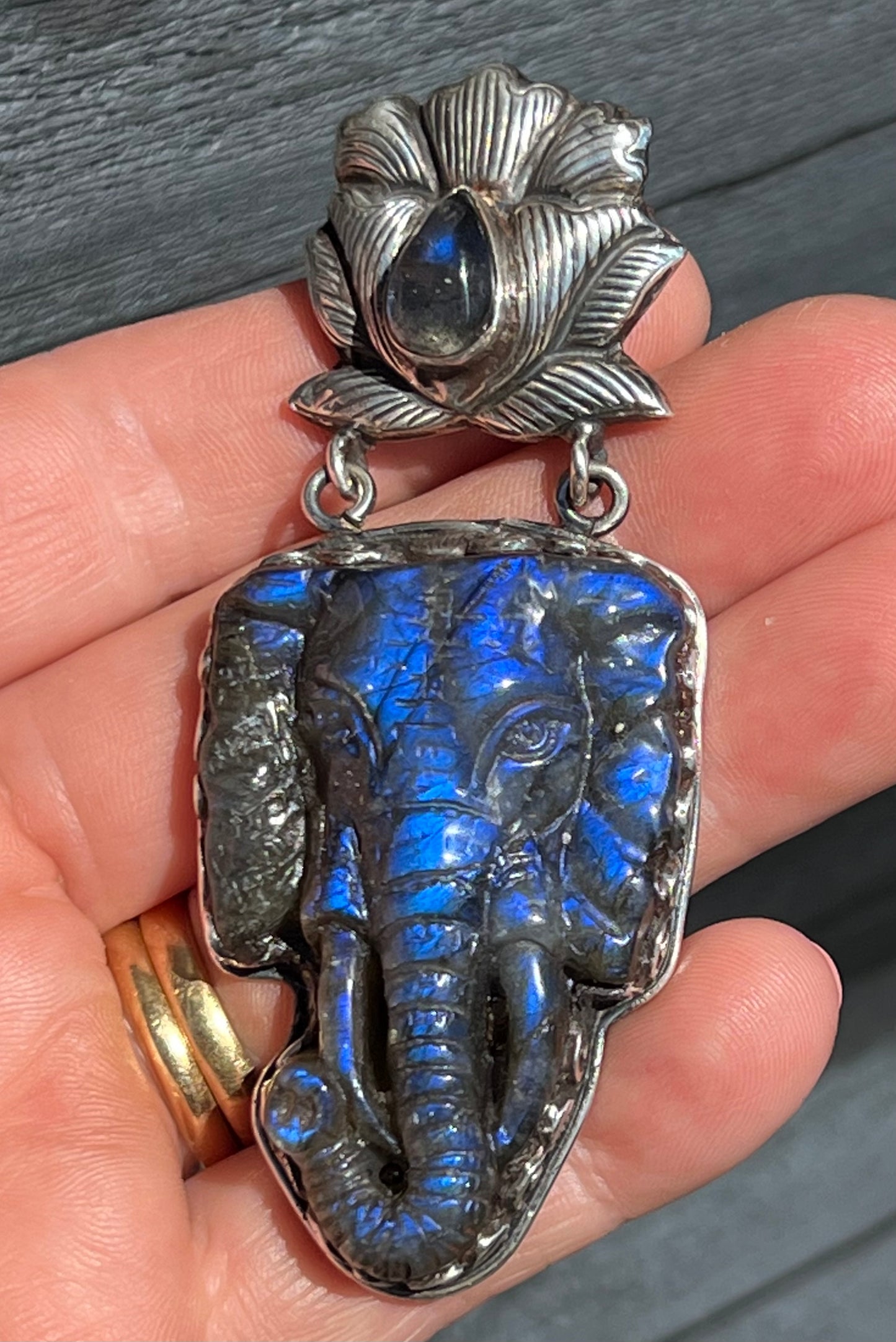 Sterling Silver and Elephant Head Pendant handmade